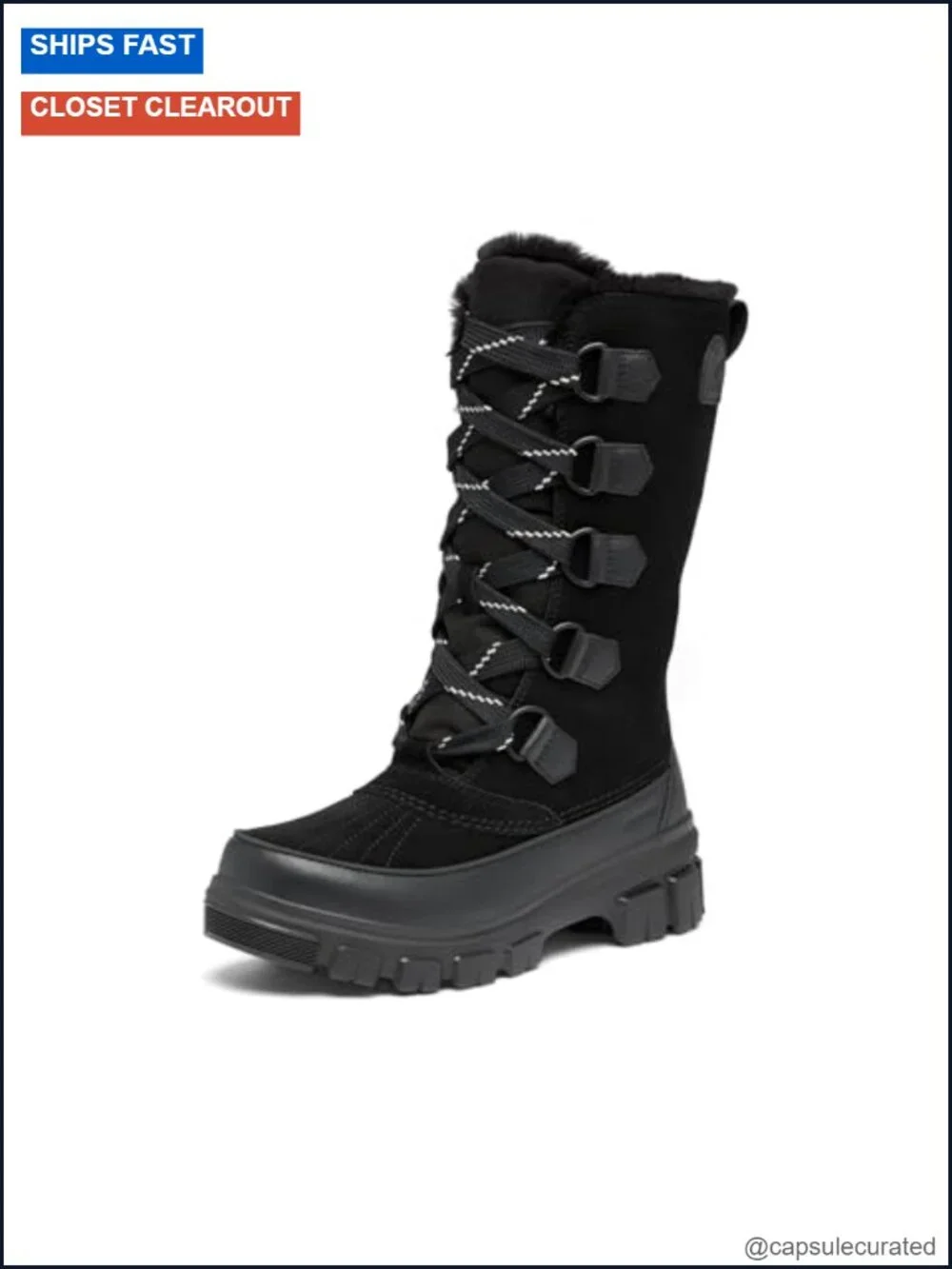 Waterproof Suede Faux Fur Collar Tall Snow Boots
